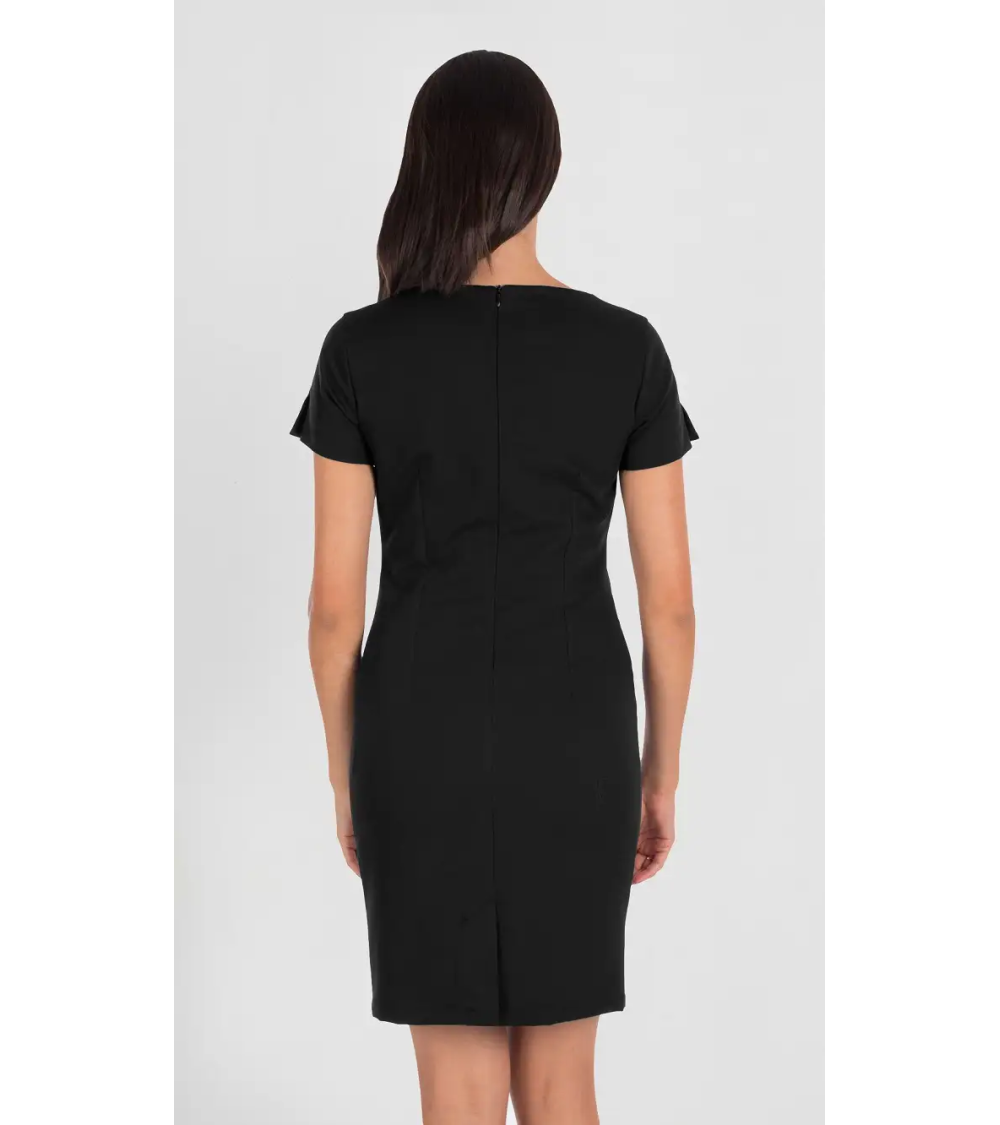 VESTIDO ELÁSTICO  MANGA CORTA NEGRO FRENTE