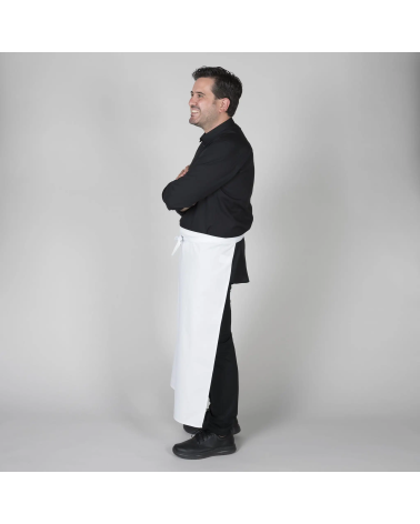 DELANTAL FRANCÉS SIN BOLSILLO BLANCO COSTADO