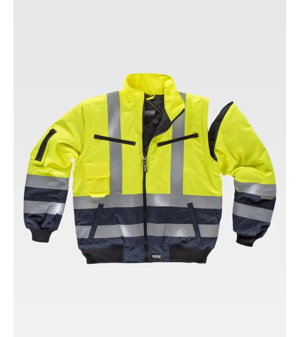 CAZADORA PILOTO COMBI A.V. AMARRILLO A.V/AZUL MARINO