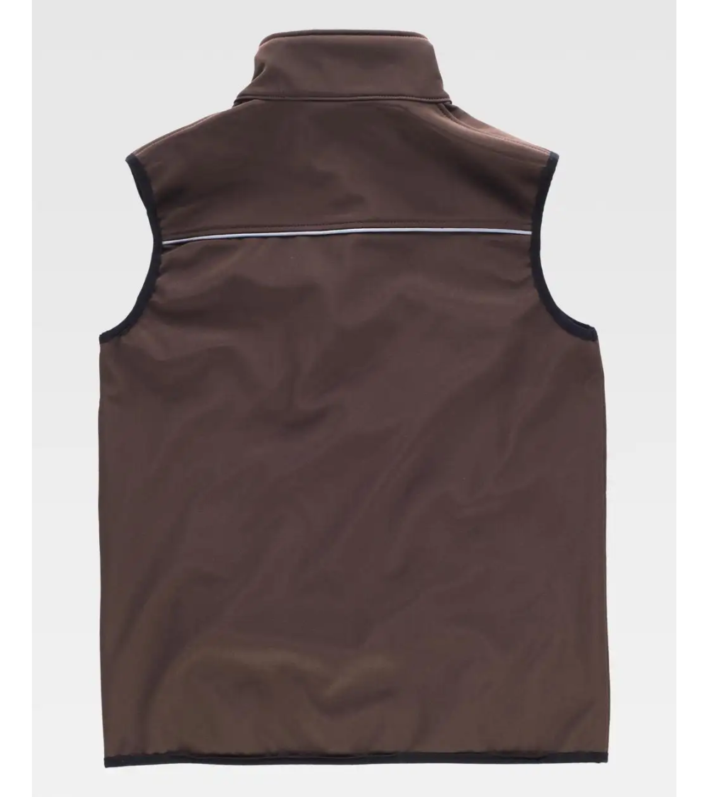 CHALECO WORKSHELL LISO MARRON FRENTE