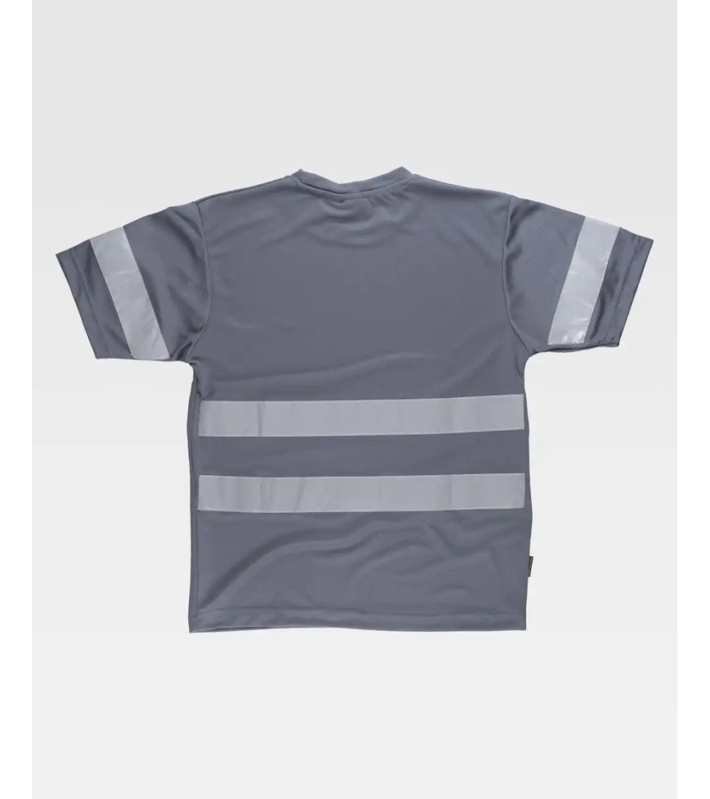 CAMISETA MANGA CORTA CINTAS REFLECTANTES BLANCO ESPALDA