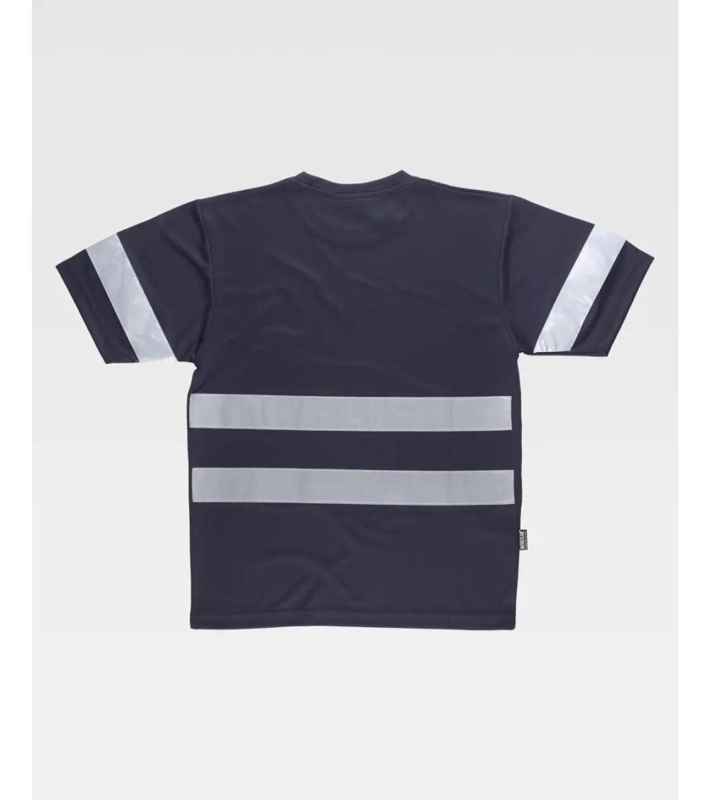 CAMISETA MANGA CORTA CINTAS REFLECTANTES BLANCO ESPALDA