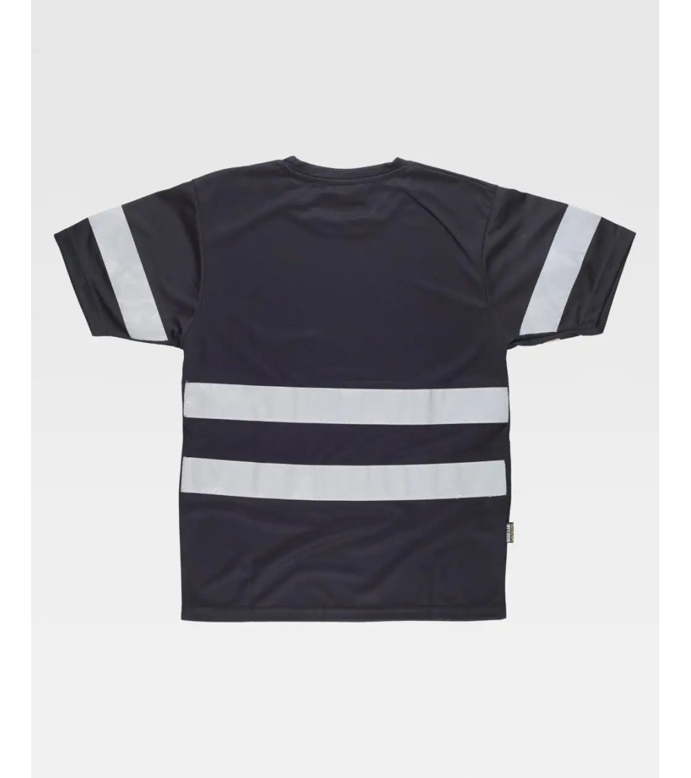 CAMISETA MANGA CORTA CINTAS REFLECTANTES BLANCO ESPALDA