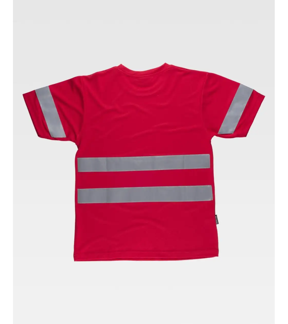 CAMISETA MANGA CORTA CINTAS REFLECTANTES BLANCO ESPALDA