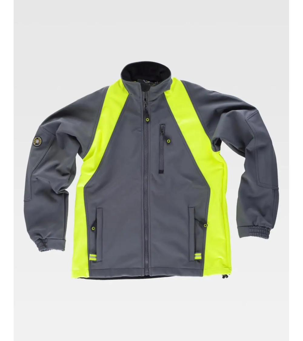 CHAQUETA LÍNEA 6 WORKSHELL GRIS/AMARILLO A.V COMPLETO