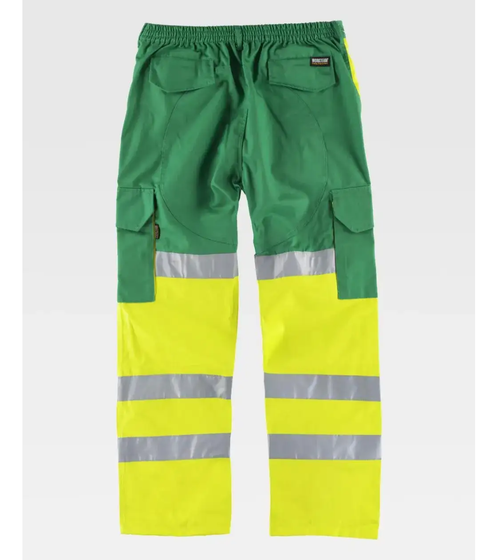 PANTALÓN ALTA VISIBILIDAD BICOLOR VERDE AMARILLO FRENTE