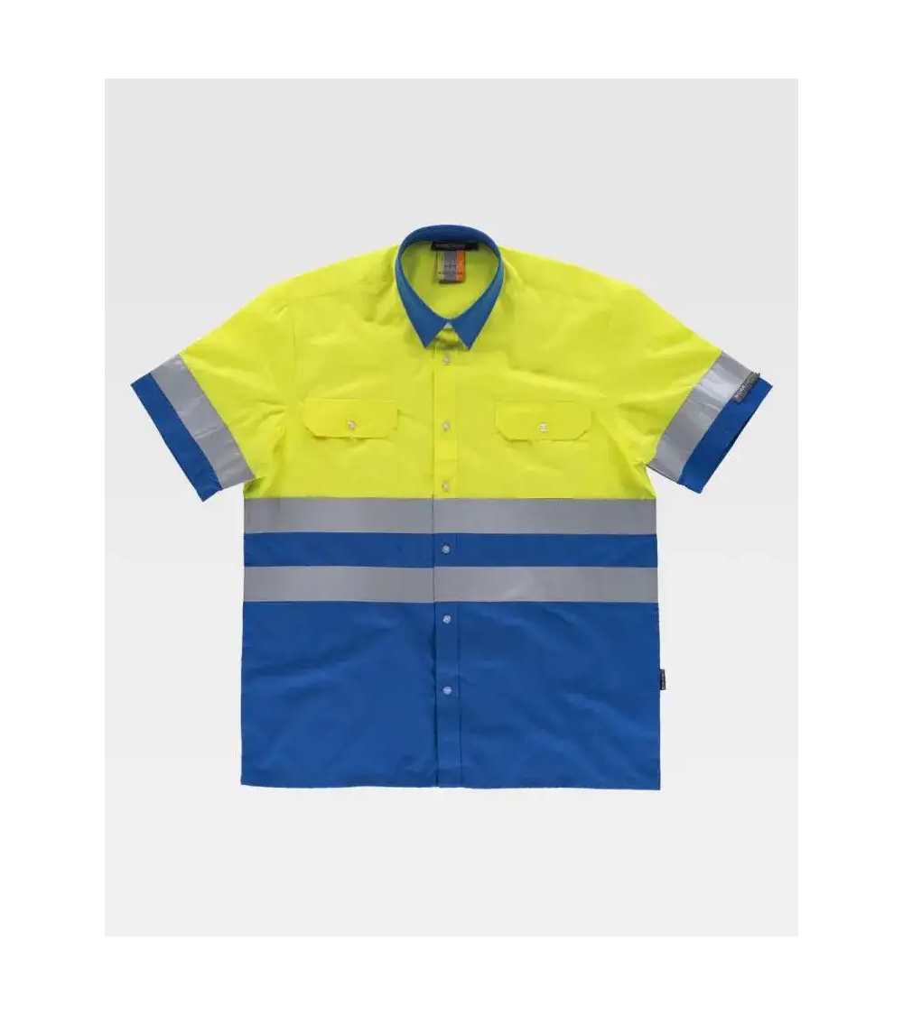 CAMISA MANGA CORTA COMBINADA ALTA VISIBILIDAD AZULINA AMARILLO MODELO