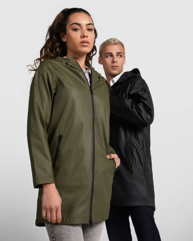 CHUBASQUERO IMPERMEABLE MUJER VERDE MILITAR Y NEGRO