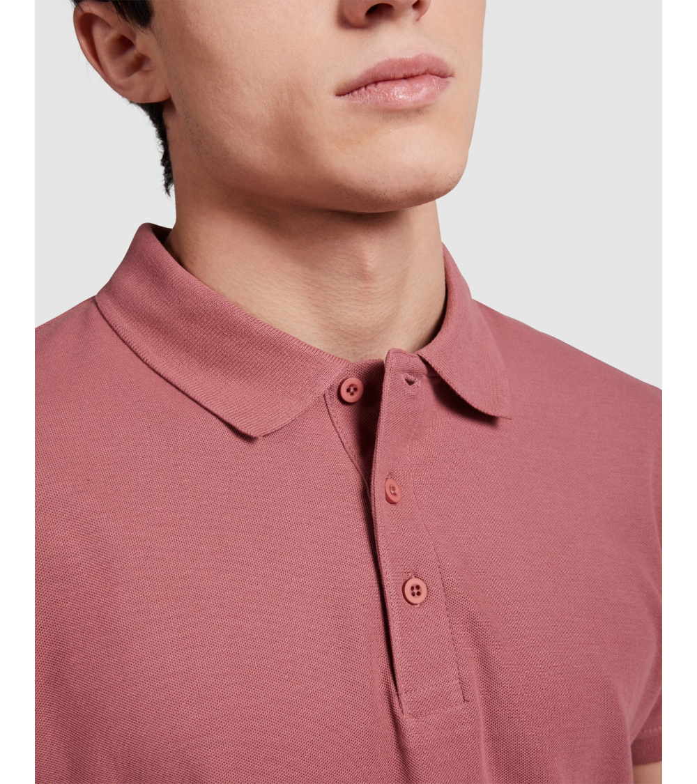 POLO UNISEX MANGA CORTA ALGODÓN COLORES ROJO BAYA MODELO