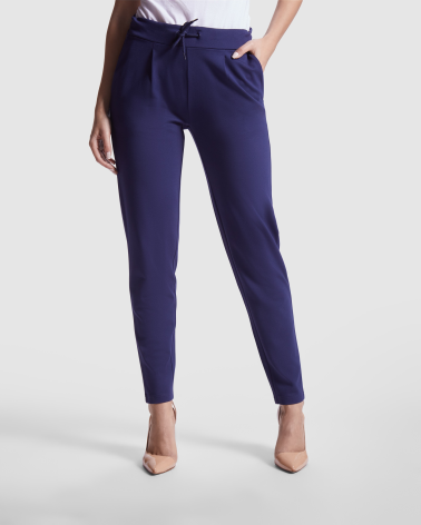 PANTALON MUJER AJUSTE CON CORDÓN AZUL MARINO FRENTE
