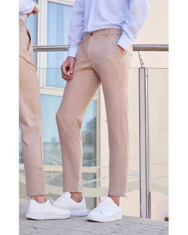 PANTALÓN HOMBRE HOSTELERÍA RECEPCIÓN BEIGE FRENTE