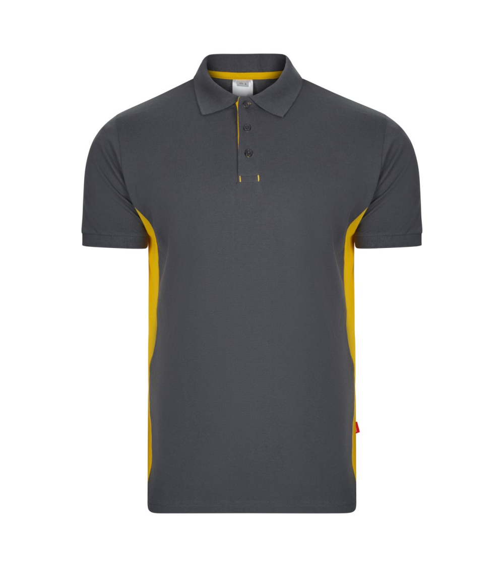 POLO MANGA CORTA BICOLOR INDUSTRIA GRIS AMARILLO FRENTE