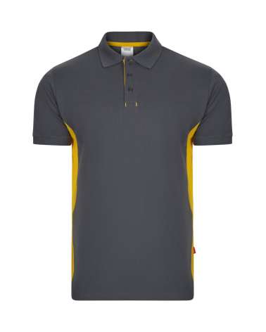 POLO MANGA CORTA BICOLOR INDUSTRIA GRIS AMARILLO FRENTE