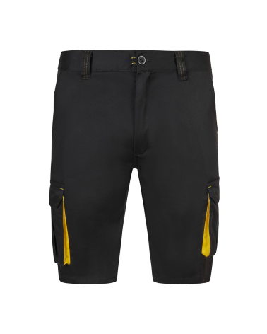 BERMUDA MULTIBOLSILLOS BICOLOR INDUSTRIA NEGRO AMARILLO FRENTE
