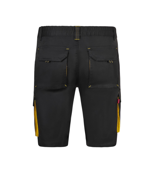 BERMUDA MULTIBOLSILLOS BICOLOR INDUSTRIA NEGRO AMARILLO FRENTE