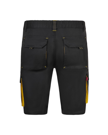 BERMUDA MULTIBOLSILLOS BICOLOR INDUSTRIA NEGRO AMARILLO ESPALDA