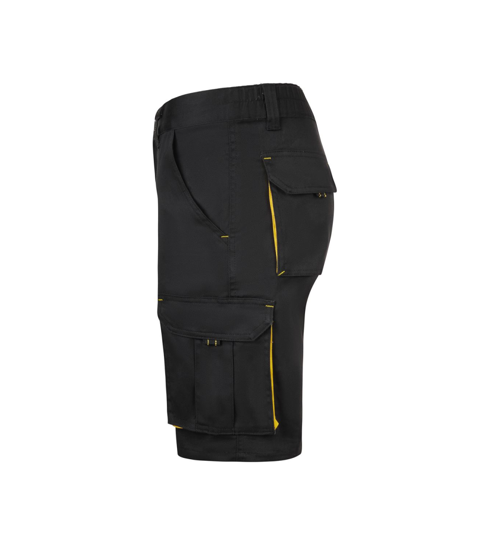 BERMUDA MULTIBOLSILLOS BICOLOR INDUSTRIA NEGRO AMARILLO FRENTE