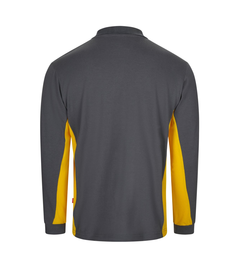 POLO MANGA LARGA BICOLOR INDUSTRIA GRIS AMARILLO FRENTE
