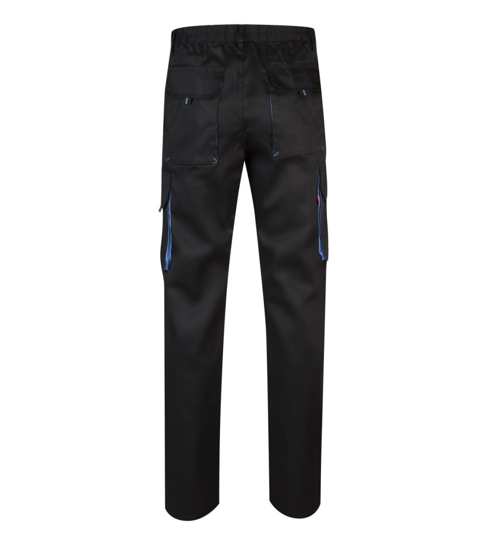 PANTALON BICOLOR MULTIBOLSILLOS NEGRO CELESTE FRENTE