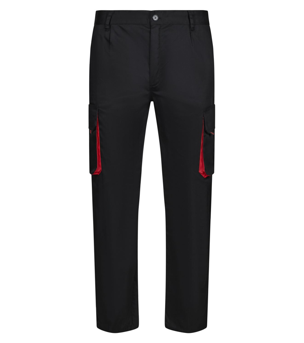 PANTALON BICOLOR MULTIBOLSILLOS NEGRO CELESTE FRENTE