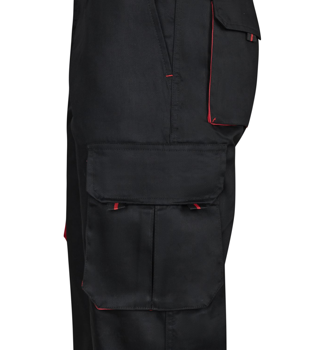 PANTALON BICOLOR MULTIBOLSILLOS NEGRO CELESTE FRENTE