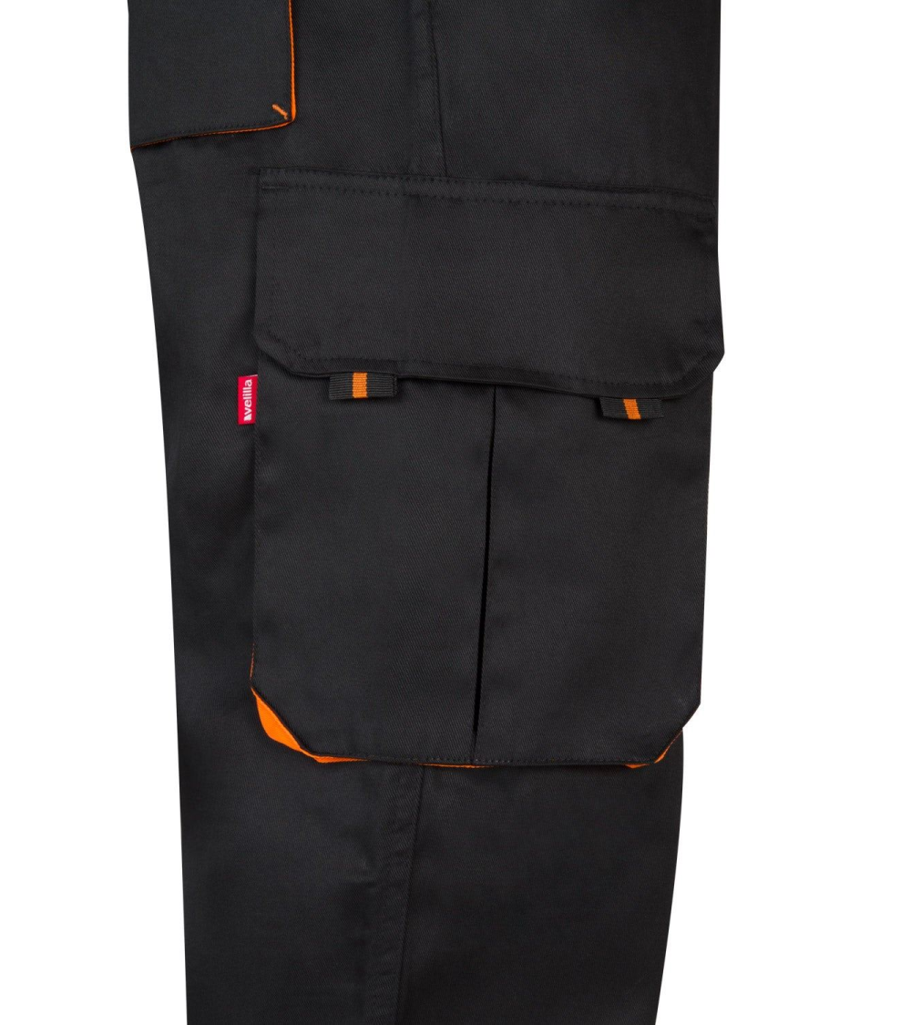 PANTALON BICOLOR MULTIBOLSILLOS NEGRO CELESTE FRENTE