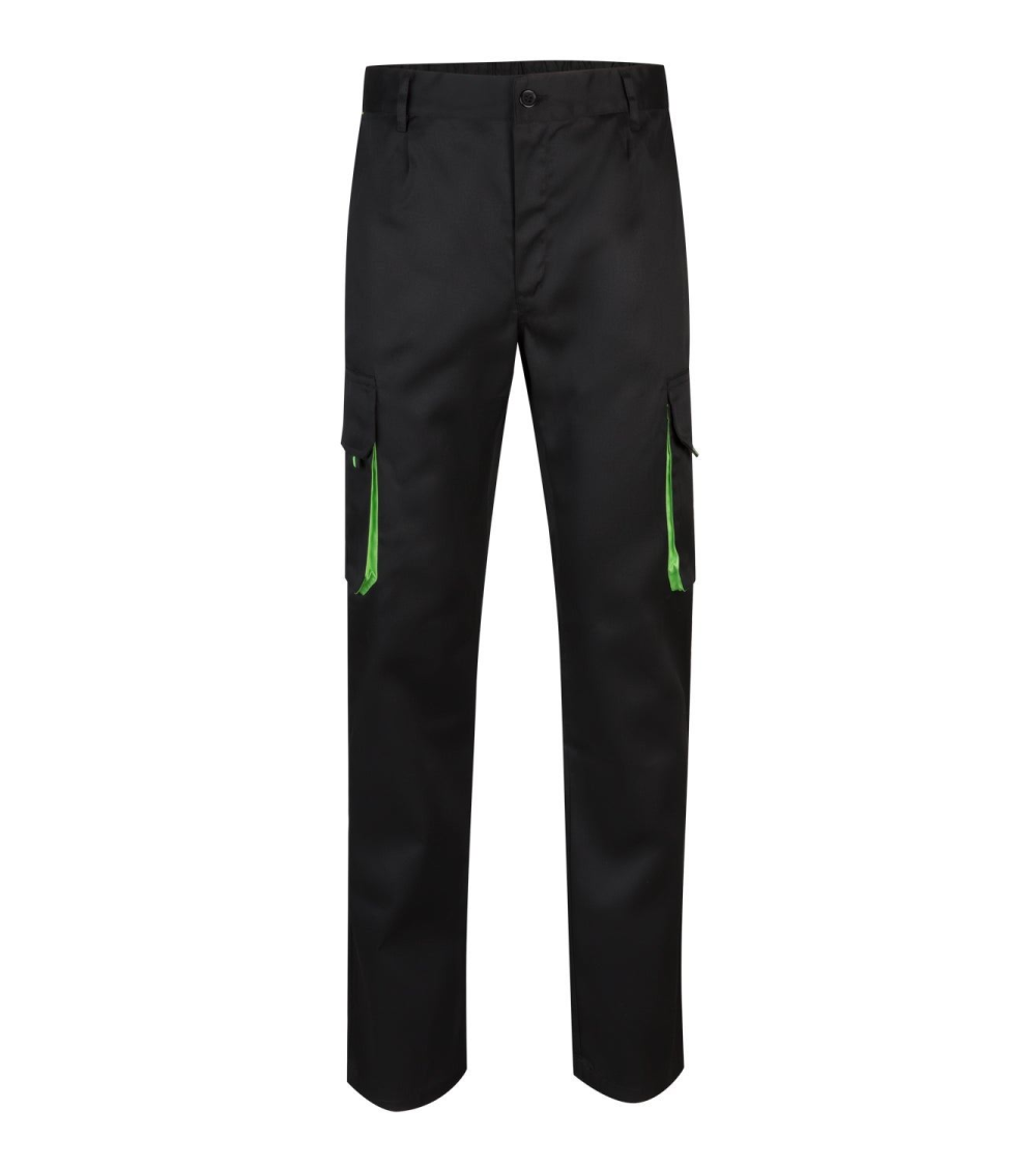 PANTALON BICOLOR MULTIBOLSILLOS NEGRO CELESTE FRENTE