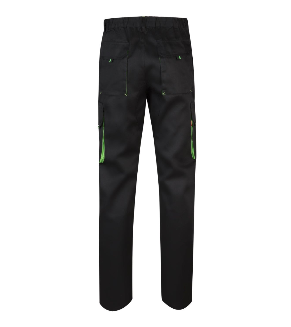 PANTALON BICOLOR MULTIBOLSILLOS NEGRO CELESTE FRENTE
