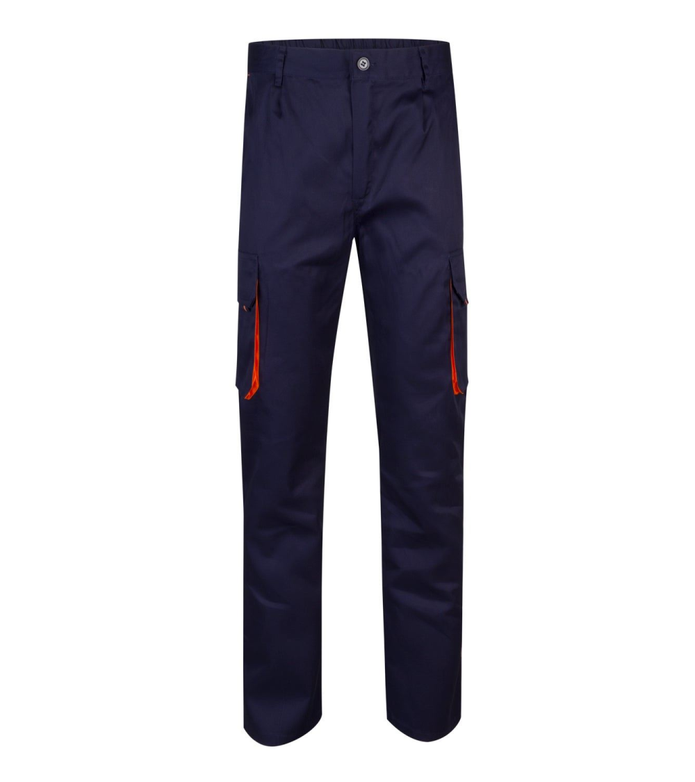 PANTALON BICOLOR MULTIBOLSILLOS NEGRO CELESTE FRENTE