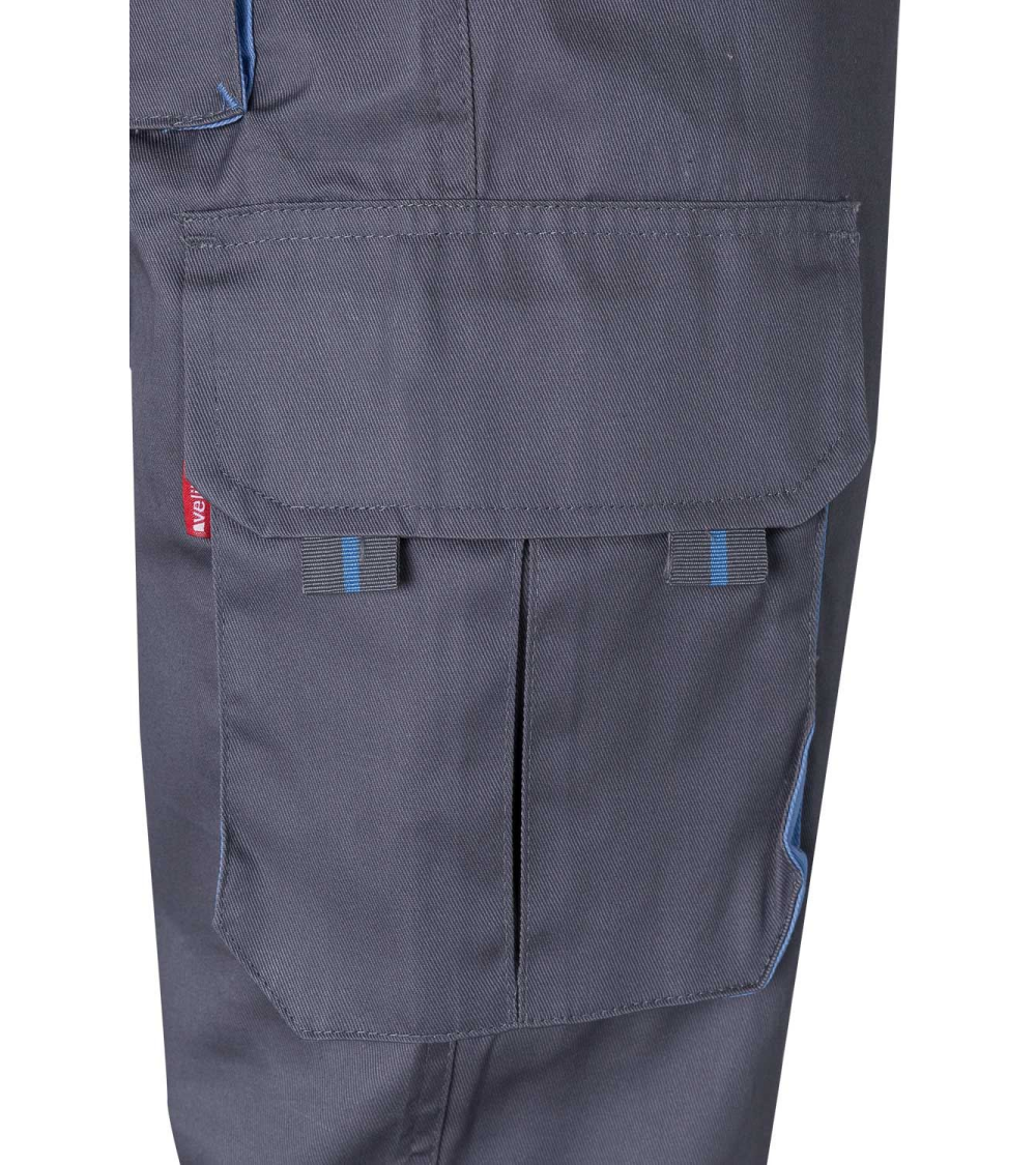 PANTALON BICOLOR MULTIBOLSILLOS NEGRO CELESTE FRENTE