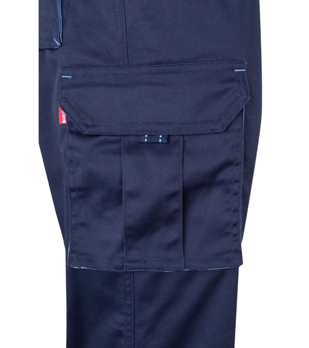 PANTALON BICOLOR MULTIBOLSILLOS NEGRO CELESTE FRENTE