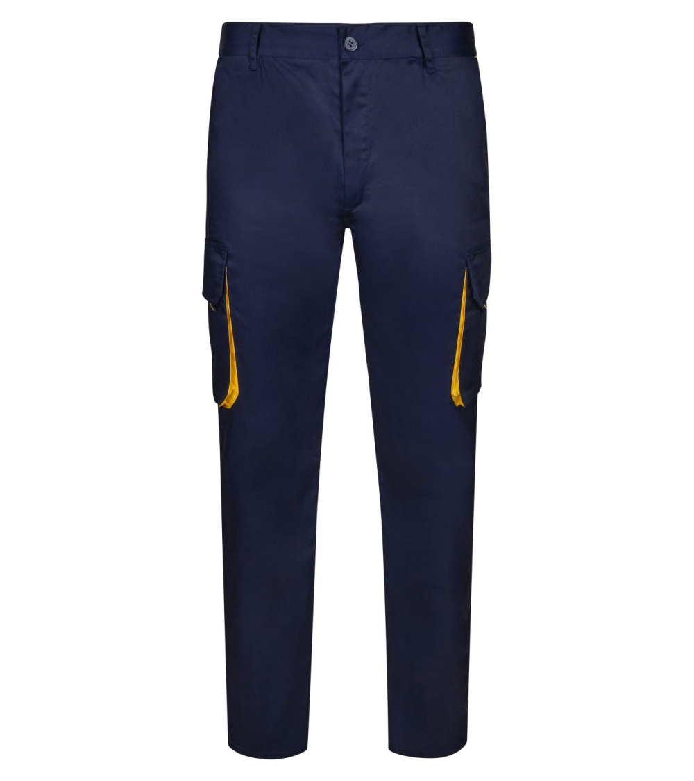 PANTALON BICOLOR MULTIBOLSILLOS NEGRO CELESTE FRENTE