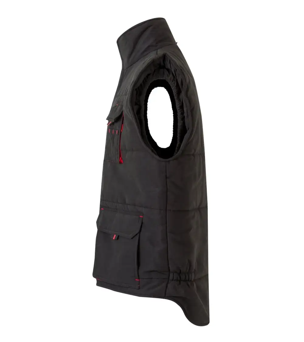 CHALECO INDUSTRIA BICOLOR MULTIBOLSILLOS NEGRO ROJO FRENTE