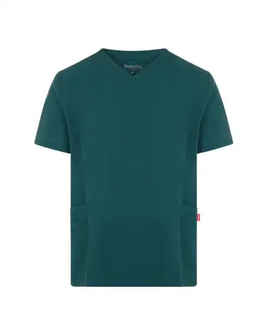 CASACA SANITARIA TACTO SUAVE REPELENTE LIQUIDOS VERDE OSCURO FRENTE