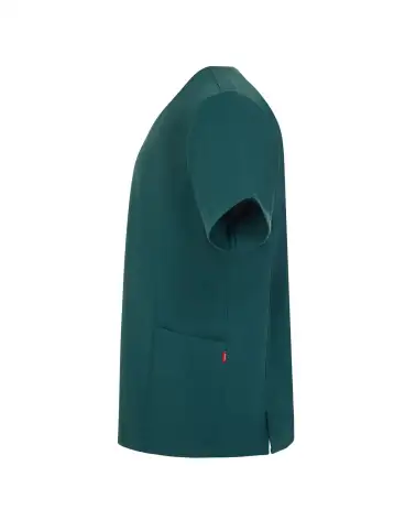 CASACA SANITARIA TACTO SUAVE REPELENTE LIQUIDOS VERDE OSCURO COSTADO