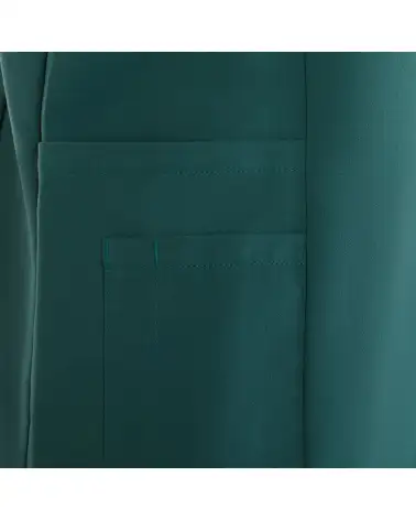 CASACA SANITARIA TACTO SUAVE REPELENTE LIQUIDOS VERDE OSCURO BOLSILLOS