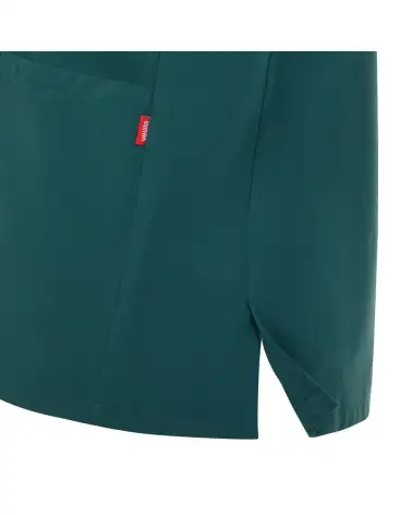 CASACA SANITARIA TACTO SUAVE REPELENTE LIQUIDOS VERDE OSCURO DETALLE COSTADO
