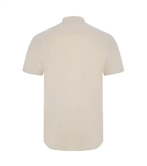 CAMISA OXFORD MANGA CORTA STRETCH BEIGE FRENTE