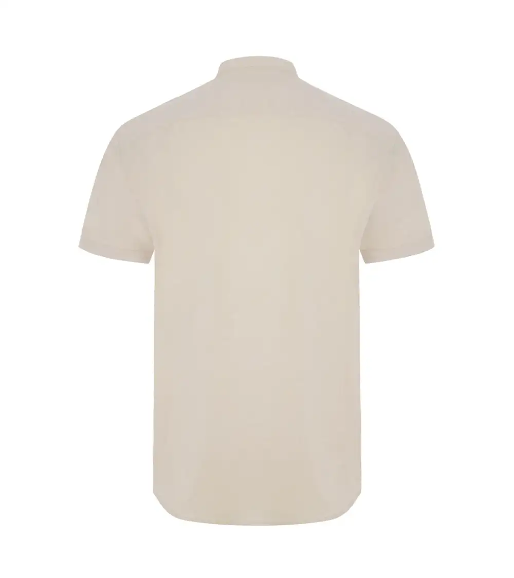 CAMISA OXFORD MANGA CORTA STRETCH BEIGE FRENTE