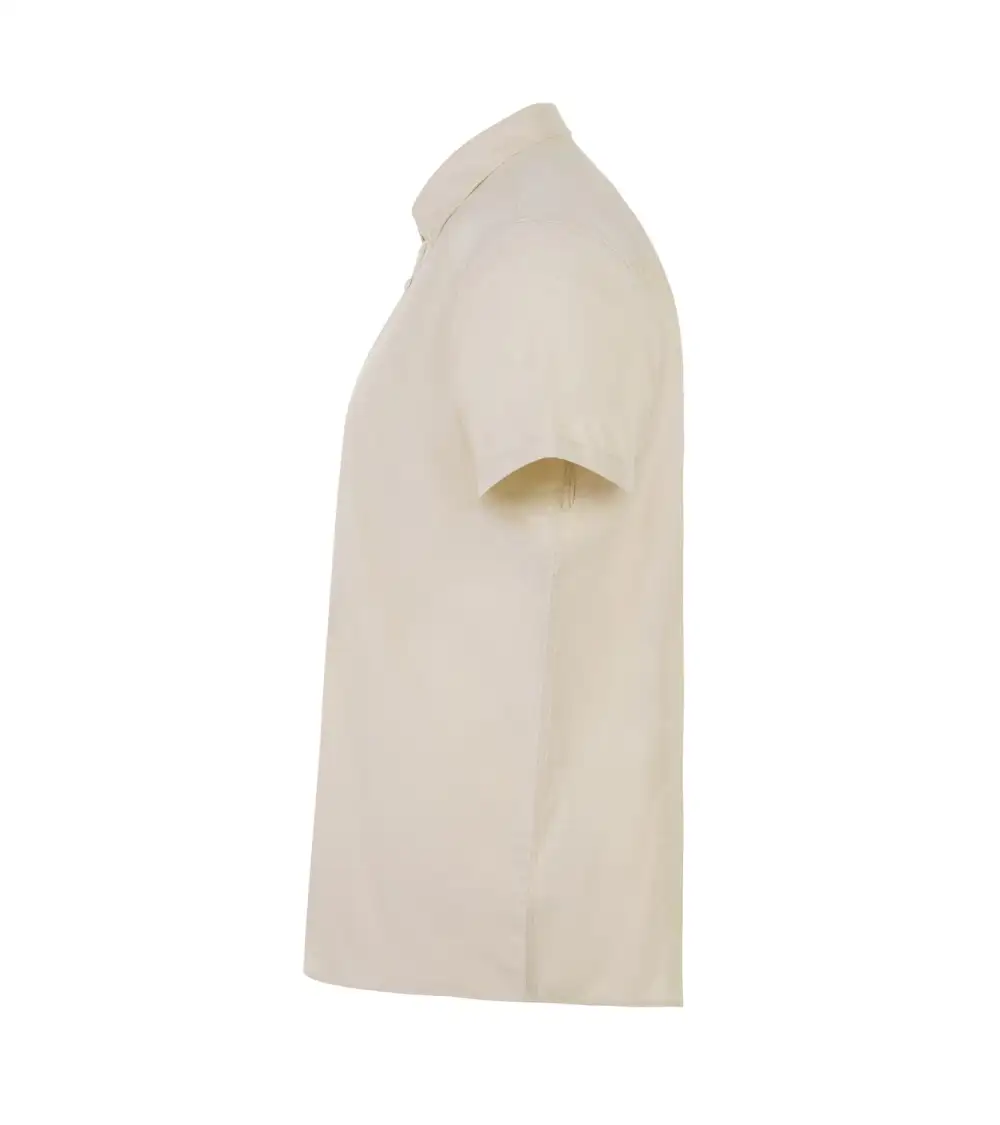 CAMISA OXFORD MANGA CORTA STRETCH BEIGE FRENTE