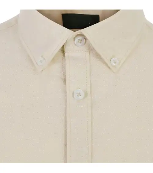CAMISA OXFORD MANGA CORTA STRETCH BEIGE FRENTE