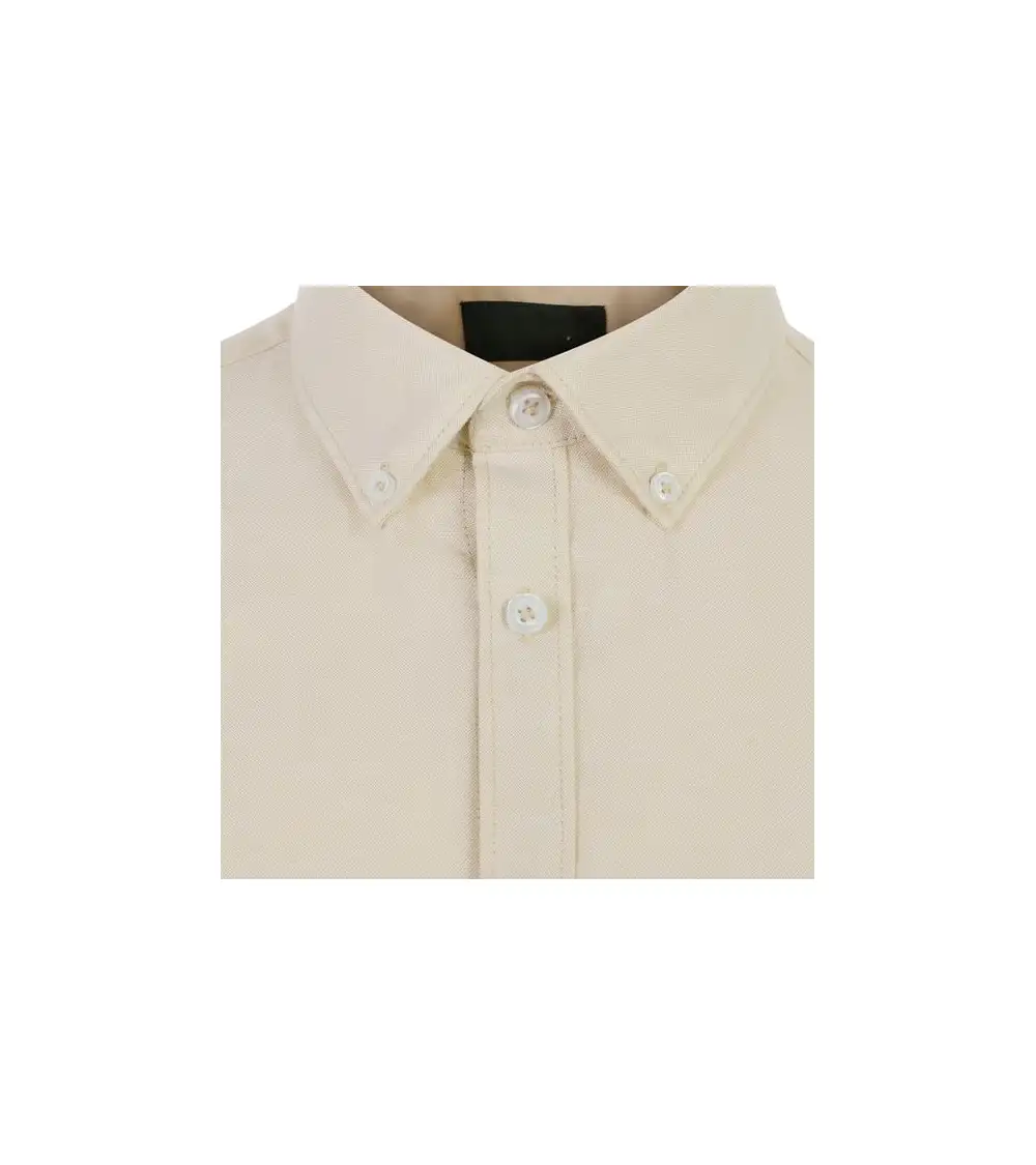 CAMISA OXFORD MANGA CORTA STRETCH BEIGE FRENTE