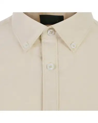 CAMISA OXFORD MANGA CORTA STRETCH BEIGE CUELLO