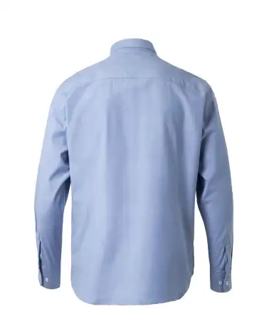 CAMISA OXFORD MANGA LARGA STRETCH CELESTE ESPALDA