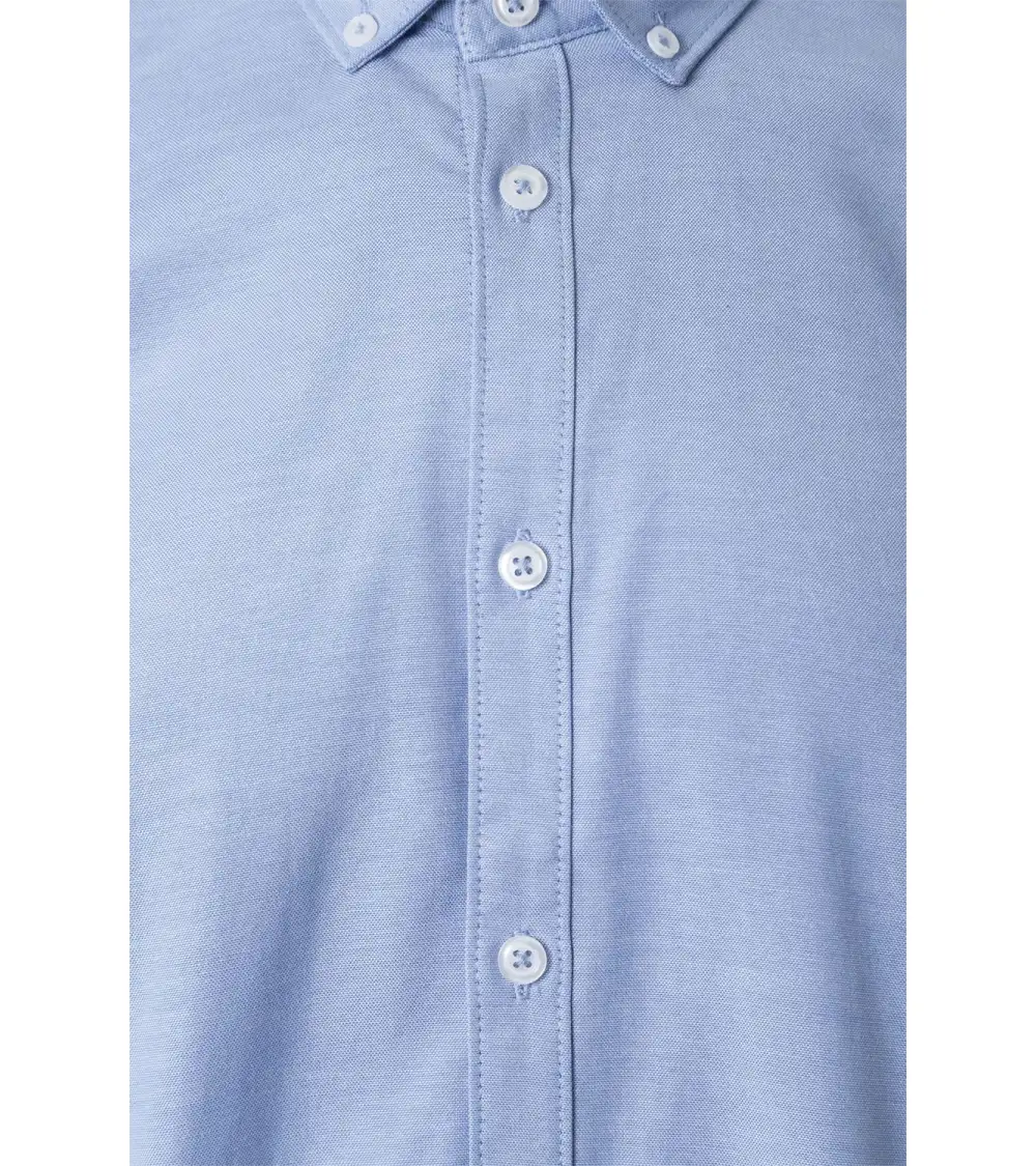 CAMISA OXFORD MANGA LARGA STRETCH CELESTE FRENTE