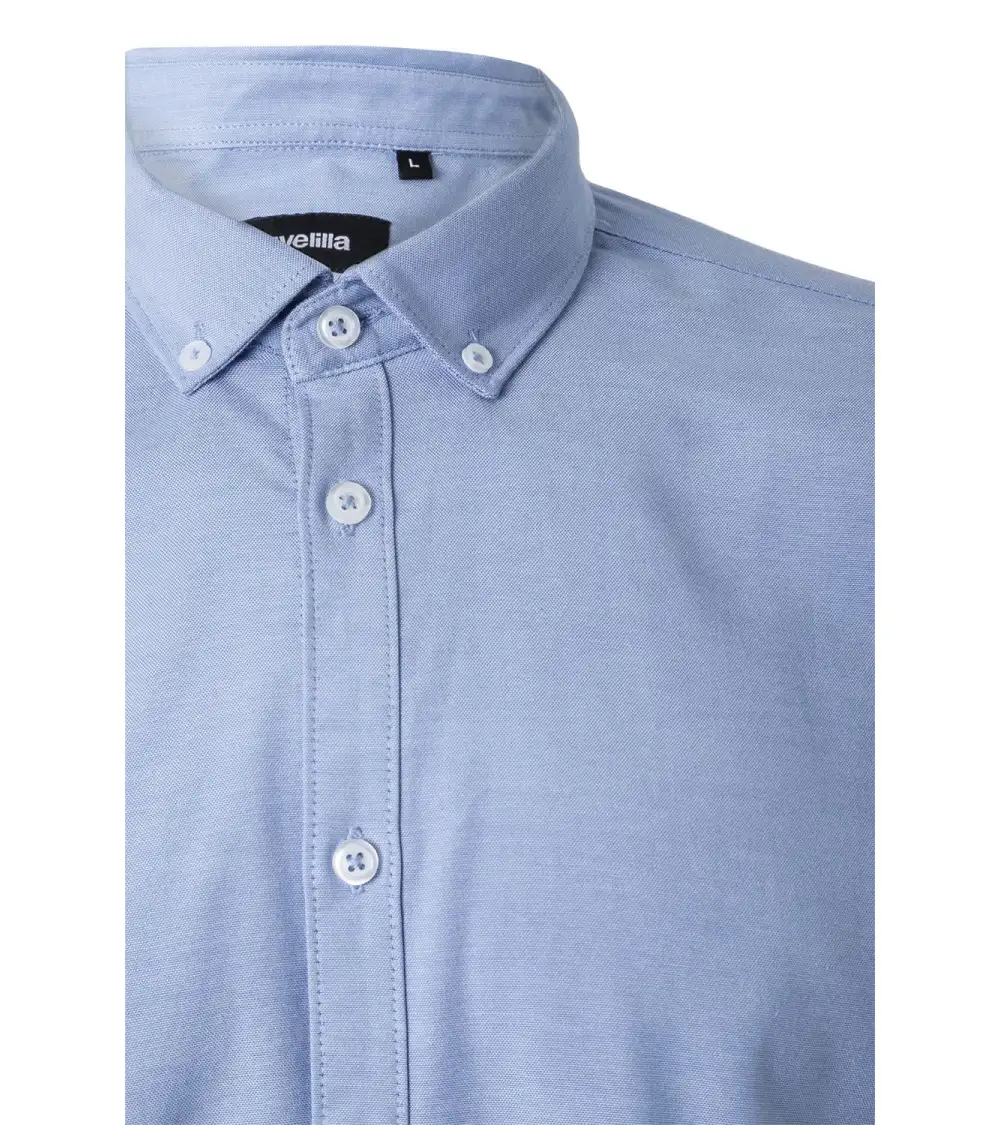 CAMISA OXFORD MANGA LARGA STRETCH CELESTE FRENTE