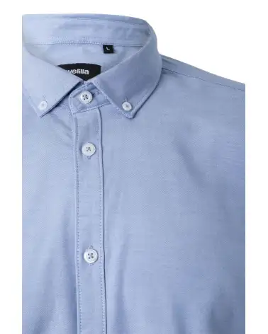 CAMISA OXFORD MANGA LARGA STRETCH CELESTE CUELLO