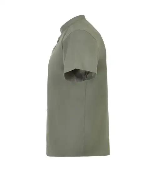CAMISA HOMBRE POPELIN MANGA CORTA STRETCH VERDE OLIVA FRENTE
