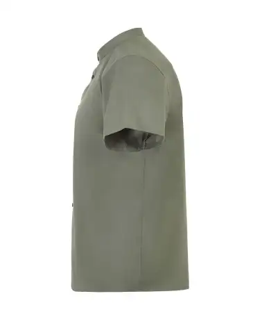 CAMISA HOMBRE POPELIN MANGA CORTA STRETCH VERDE OLIVA COSTADO