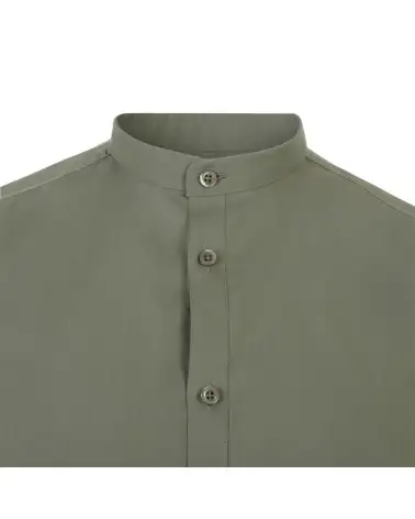 CAMISA HOMBRE POPELIN MANGA CORTA STRETCH VERDE OLIVA CIERRE
